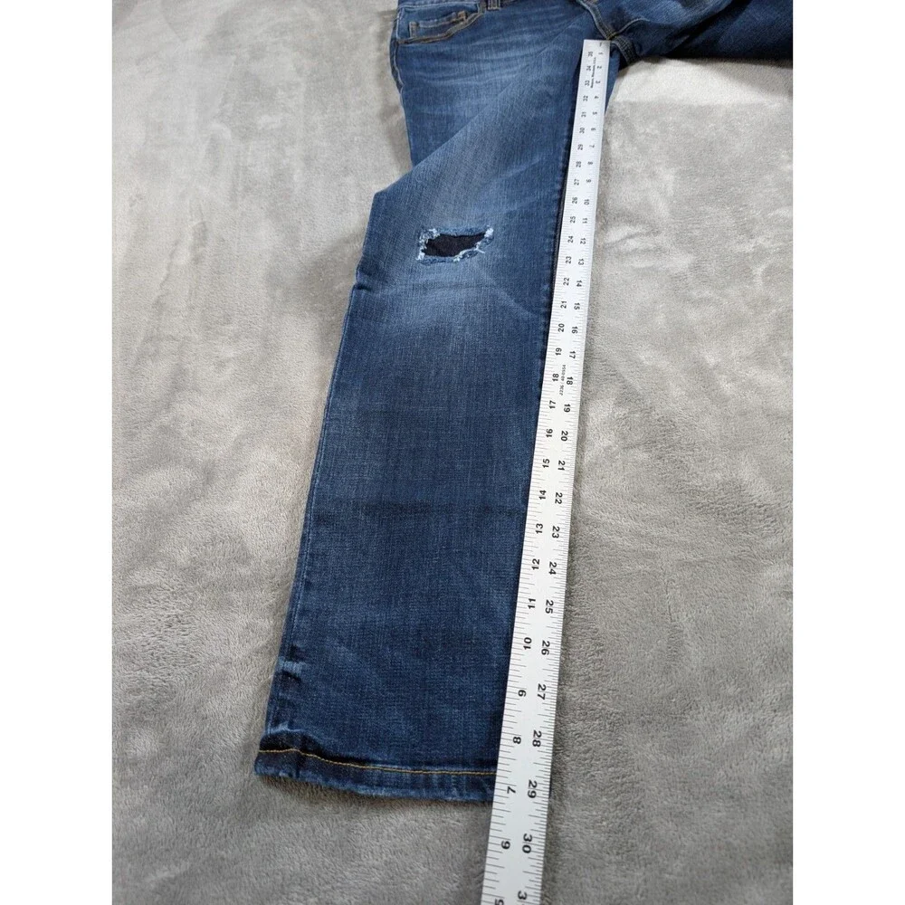 CAbi Slim Boyfriend Jeans Womens 4 Distressed Patch Stretch Blue Denim Casual - Picture 11 of 12